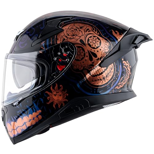 AXOR Apex Trance ISI ECE & DOT Certified Full Face Helmet for Men and Women with Pinlock Fitted Outer Clear Visor and Inner Smoke Sun Visor(Black Gold, Size:L) - Image 1