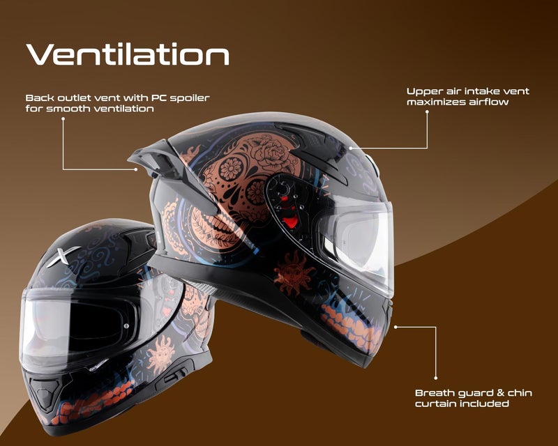 AXOR Apex Trance ISI ECE & DOT Certified Full Face Helmet for Men and Women with Pinlock Fitted Outer Clear Visor and Inner Smoke Sun Visor(Black Gold, Size:L) - Image 4