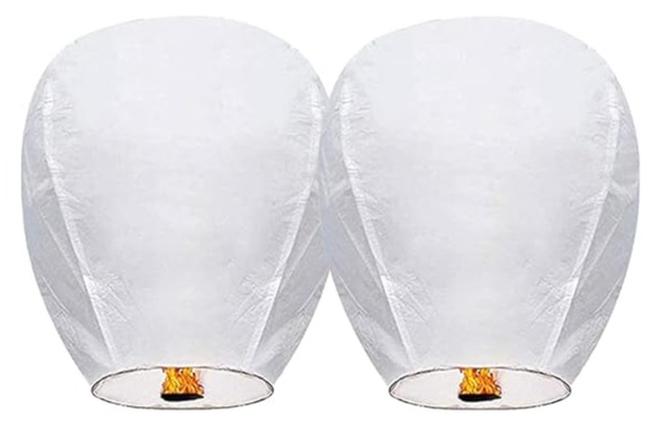 2Packs Chinese Sky Lanterns to Release in Sky, White - Image 1