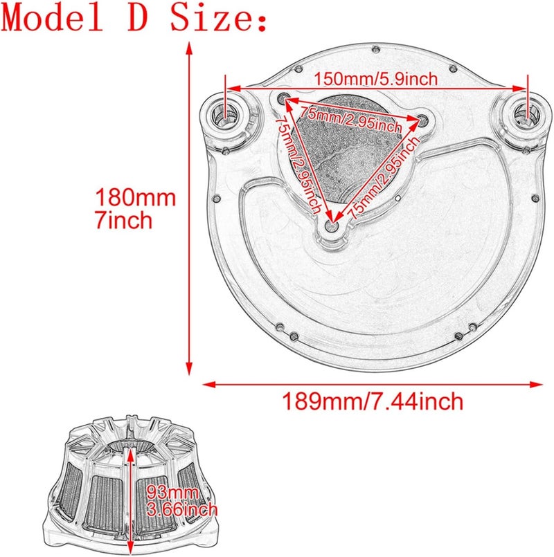 Yurefax Motorcycle Air Cleaner Intake Filter - Image 3