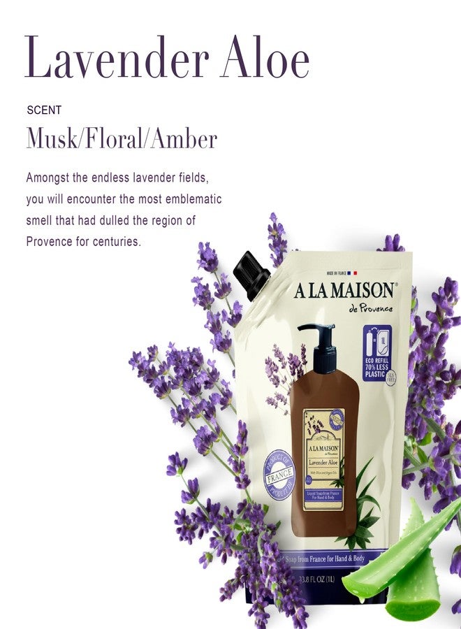 A LA MAISON French Liquid Hand Soap RefilL - Natural Hand Wash Made with Essential Oils - Biodegradable, Plant-Based, Vegan, Cruelty-Free (33.8 Fl Oz Pouch (3 Pack, Lavender Aloes - Image 2