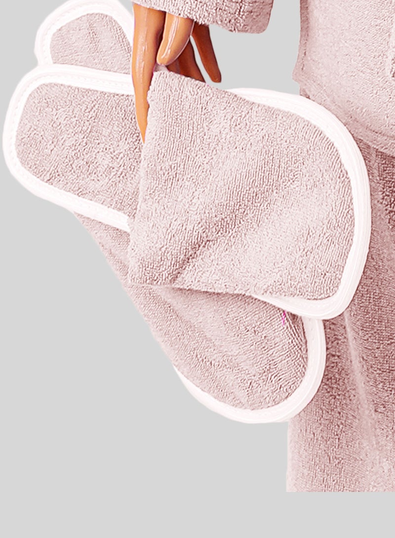 Egyptian cotton bathrobe for unisex with bow and slipper and waist belt in multiple sizes and colors  - Image 5