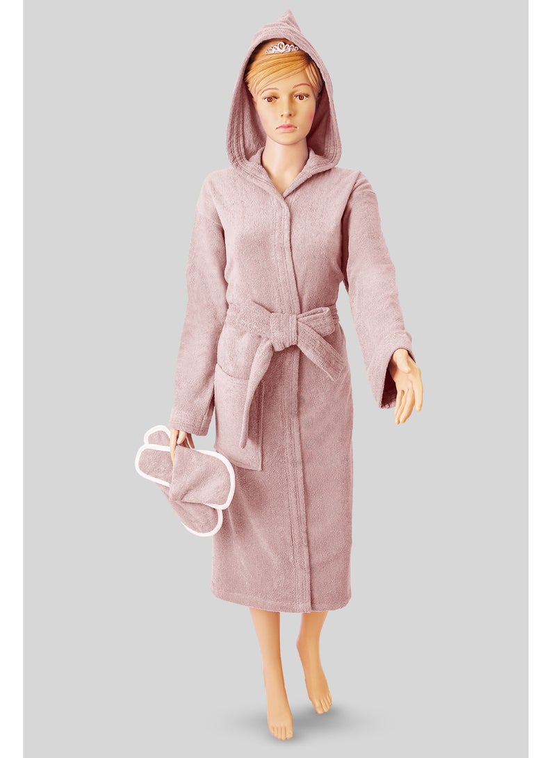 Egyptian cotton bathrobe for unisex with bow and slipper and waist belt in multiple sizes and colors  - Image 1