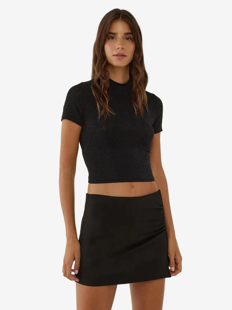 HICCUP Fitted Half Turtleneck Knitted Crop Top