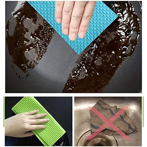 ShopiMoz Reusable Cleaning Cellulose Sponge Cloths Absorbent Wipes Clean Kitchen Car Dish Ecco-Freindly Dishcloth Hand Auto Cleaning Wipes (Pack of 10)| 100% Biodegradable & Compostable (Multi Color) - Image 3