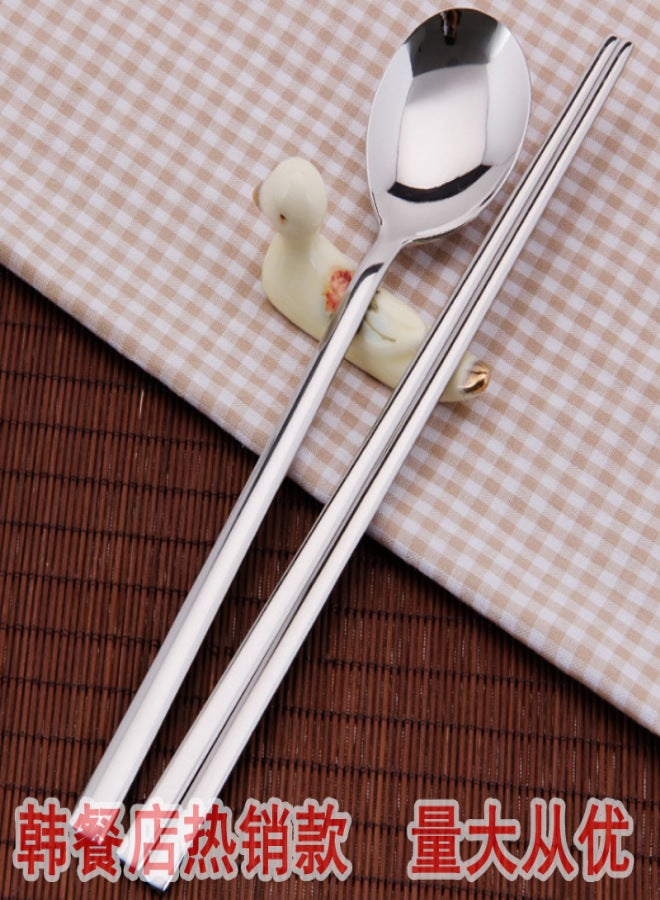 Korean stainless steel spoon chopsticks two-piece hotel spoon chopsticks set tableware long handle stainless steel spoon Palace spoon chopsticks - Image 4