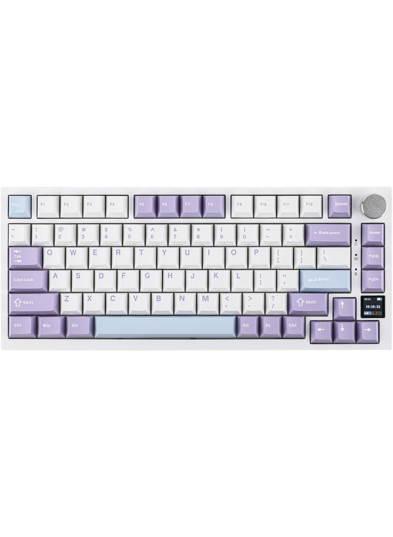 A-jazz AJAZ AK820 Pro Flying Fish Switch Magnetic Wireless Mechanical Keyboard with Smart TFT Display, Grip, Gasket-Studded Gaming Keyboard, Bluetooth/2.4GHz/USB-C Wired Sound-Isolating RGB Backlit Mechanical Keyboard for PC/Mac, White/Purple - Image 1