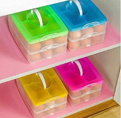 FOMQUAZLI FOMQUAZLI 24 Grid Double Layer Egg Storage Container for Kitchen and Dining Refrigerator Non Breakable Safe Egg Tray Container Egg Storage Basket for Kitchen Fridge  - Image 2