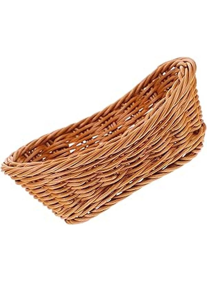 سلة خبز من الروطان المنسوج 19x13x7.5 سم لتخزين المطبخ وعرض الفواكه والوجبات الخفيفة - Image 1
