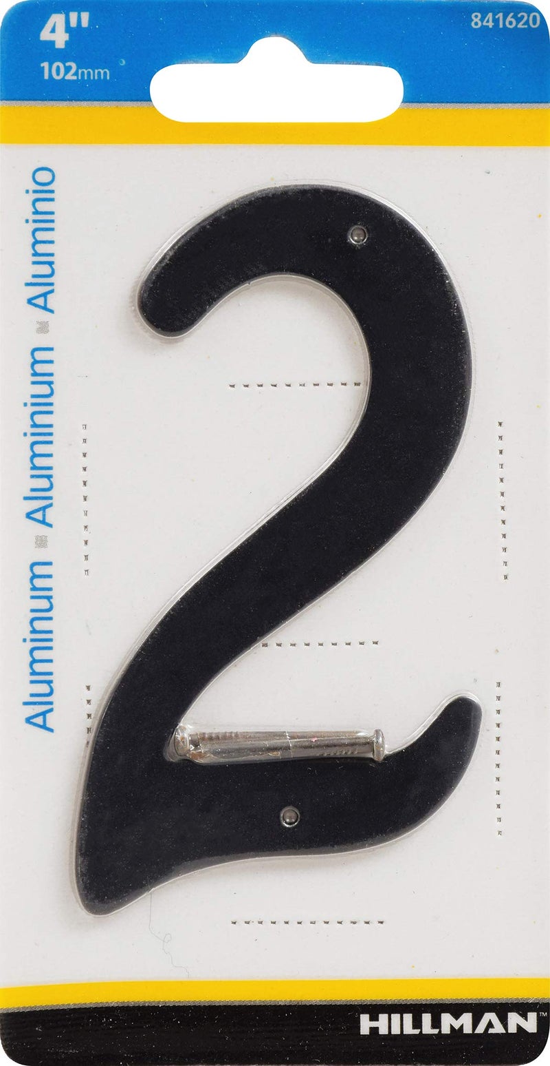 HIllman 841620 4-Inch Nail-On Black Die Cast Aluminum, House Number 2 - Image 2