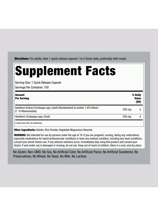 Piping Rock Hawthorn Berry Capsules | 250mg | 150 Pills | Herb Extract Supplement | Non-GMO, Gluten Free - Image 2