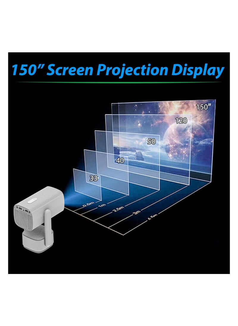 Generic - Rechargeable Projector 5000 Lumens HD Smart Projector With 150 Inches Screen Display Lamp 4K Cinema Projector 230 Degree Rotating Screen Mobile Phone Projection (HY400) - Image 1