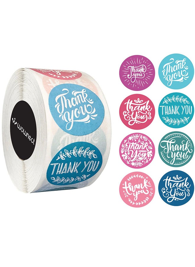 Wownect Colorful Thankyou Sticker Round [1inch][1000 Stickers] Labels For Envelope Seals Packing Seals cards Gift Boxes Shopping Bags Bouquets Cardboard Decoration  - Image 1