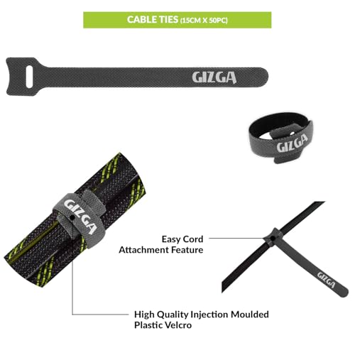 Gizga Essentials Cable Organiser, Cord Management System for PC, TV, Home Theater, Speaker & Cables, Reusable Cable Organizer for Desk, WFH Accessories, Organizer Tape Roll, Reusable Cable Ties Strap - Image 3