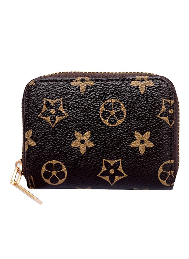 NIBEMINENT Leather Zipper Closure Money Coin Purse Brown 