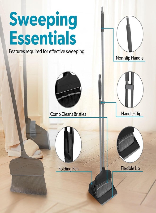 BLACK+DECKER Butler Broom & Dustpan Set - Stand-Up Design - Lightweight, Space-Saving Combo for Kitchen, Living Room, Bathroom, Lobby Floors - Home Cleaning Essential, Black/Grey - Image 2
