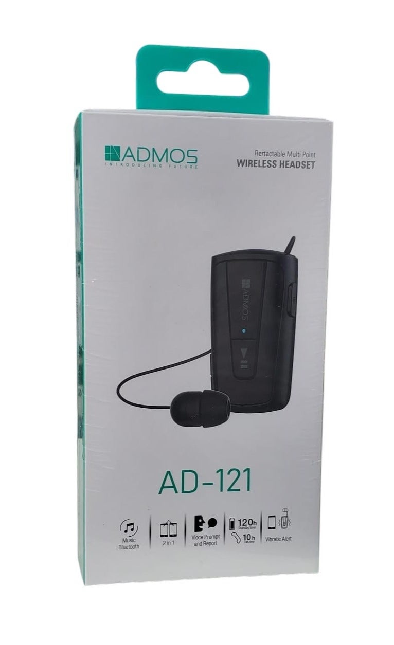 Admos AD-121 Wireless Headset Designed with Clip and Retractable Cable  Practical for Both Professional and Everyday Use - Image 4