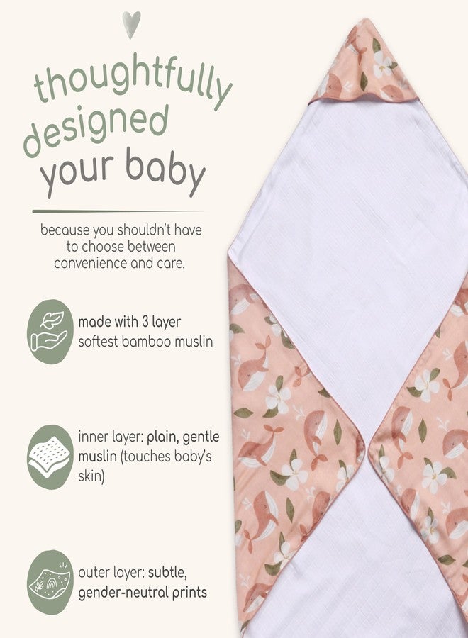Cocoon Care Bamboo Muslin Cotton Premium 3-in-1 Baby Towel Wrap | Swaddle Wrap & Nursing Cover |3-Layer Ultra-Soft & Breathable Muslin | 35 x 35 Inch |Pinkwhale - Image 4