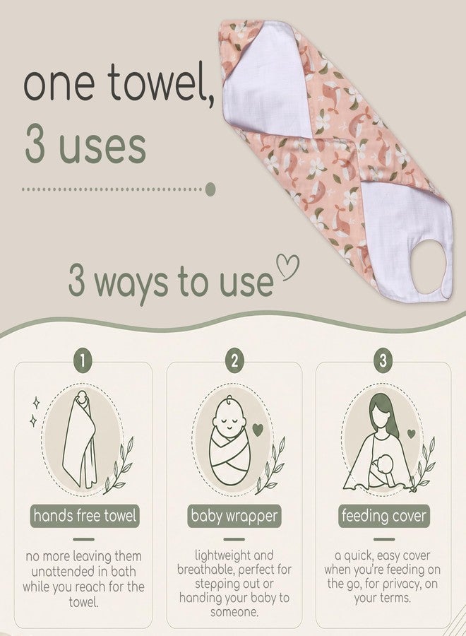 Cocoon Care Bamboo Muslin Cotton Premium 3-in-1 Baby Towel Wrap | Swaddle Wrap & Nursing Cover |3-Layer Ultra-Soft & Breathable Muslin | 35 x 35 Inch |Pinkwhale - Image 3