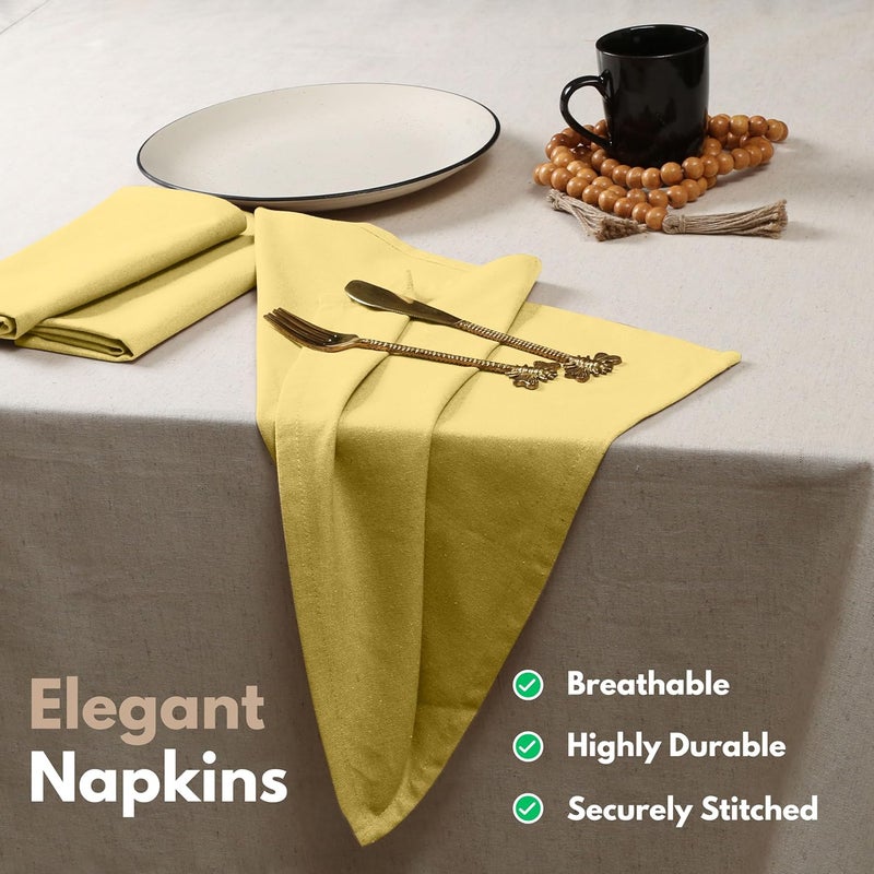 Native Fab Cloth Napkin Set of 12 100 Cotton Washable Reusable Dinner Cloth Napkin 17x17 inches Table Decor Napkins for Dinner Events Sandal Yellow - Image 2