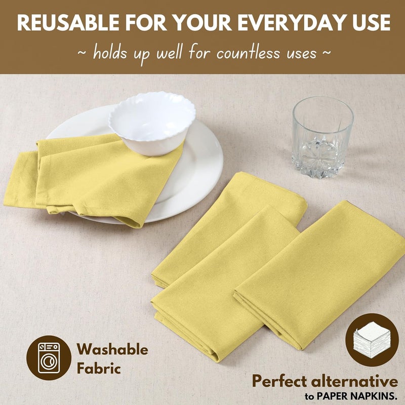 Native Fab Cloth Napkin Set of 12 100 Cotton Washable Reusable Dinner Cloth Napkin 17x17 inches Table Decor Napkins for Dinner Events Sandal Yellow - Image 5