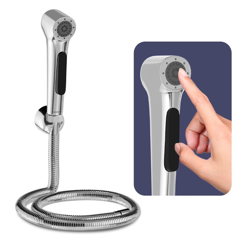 Lorazzo Imperial Health Faucet for BathroomChrome Body with Royal Design Jet Spray for ToiletComplete Set with 1Meter SS 304 Hose Pipe Wall Hook 1 Year LORAZZO Limited Warranty - Image 1
