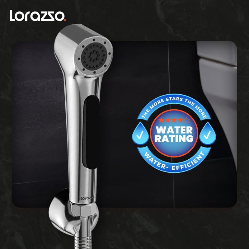 Lorazzo Imperial Health Faucet for BathroomChrome Body with Royal Design Jet Spray for ToiletComplete Set with 1Meter SS 304 Hose Pipe Wall Hook 1 Year LORAZZO Limited Warranty - Image 5