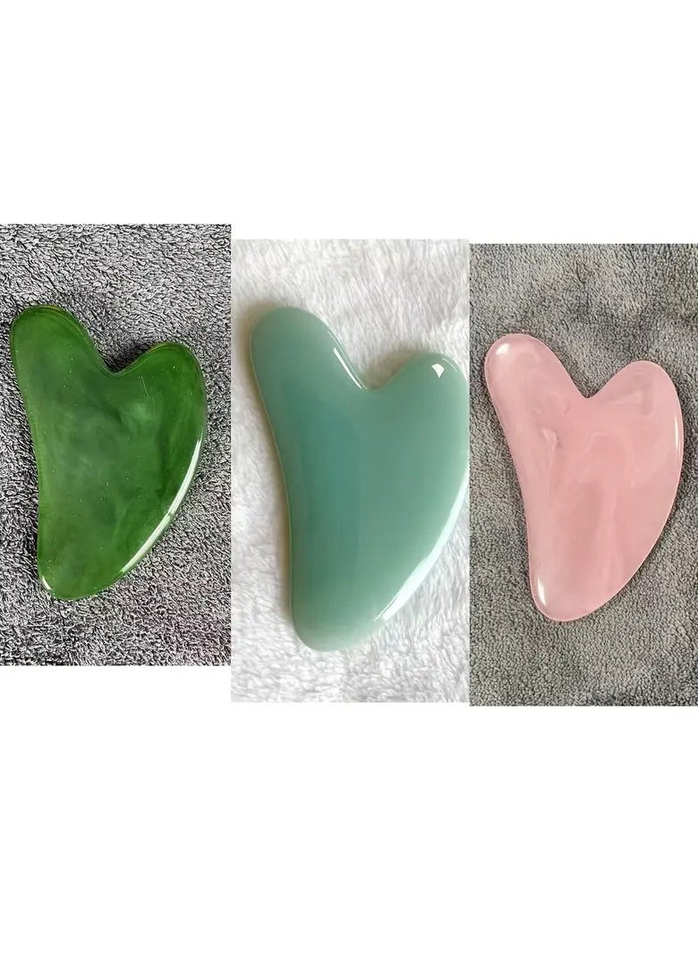 Ucanbe - Gua Sha Tool Face Massage Facial Scraping Board Tool for Face Neck Arm Leg, Heart-shaped Resin Triangle Meridians Reinforcement Bar - Image 1