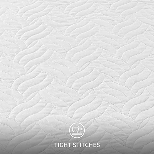 Love's cabin Quilts for Queen Bed White Bedspreads - Soft Bed Summer Lightweight Bedspread Comforter - Modern Style Wave Pattern Coverlet for All Season - 3 Pieces (1 Quilt, 2 Pillow Shams) - Image 5