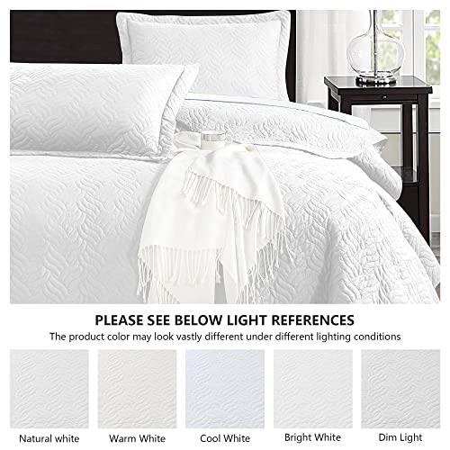 Love's cabin Quilts for Queen Bed White Bedspreads - Soft Bed Summer Lightweight Bedspread Comforter - Modern Style Wave Pattern Coverlet for All Season - 3 Pieces (1 Quilt, 2 Pillow Shams) - Image 4