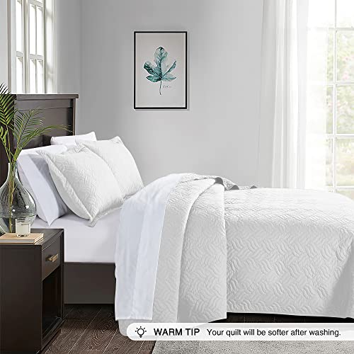 Love's cabin Quilts for Queen Bed White Bedspreads - Soft Bed Summer Lightweight Bedspread Comforter - Modern Style Wave Pattern Coverlet for All Season - 3 Pieces (1 Quilt, 2 Pillow Shams) - Image 3