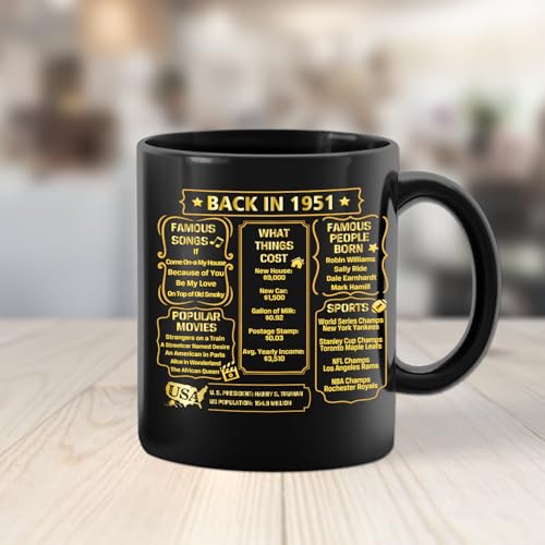 QUPT 75th Birthday Gifts for Women Men, 75th Birthday Gifts for Him, 1951 Birthday Gifts for Women Men, 75 Years Old Gifts, 1951 Birthday Gifts for Her Him, 75th Birthday Presents Coffee Mug - Image 5