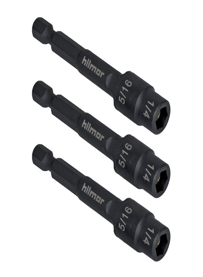 Hilmor 1937881 2.75” Reversible Magnetic Nut Driver Set with Nut Sizes 1/16 to 5/16-Inch, 6150 Alloy Steel Switchbit, 3-Pack - Image 1