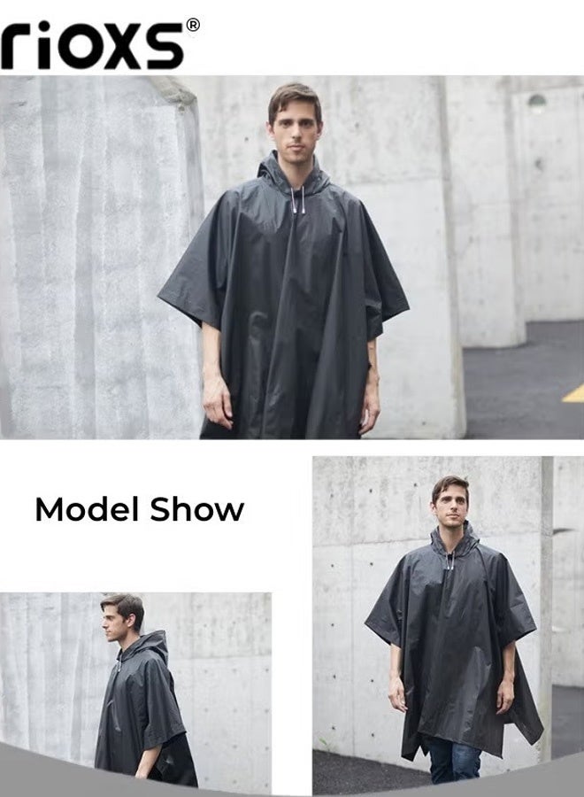 RIOXS 2 Pcs Adults Men And Women Waterproof Raincoat Portable Eva Long Rain Ponchos With Hoods Elastic Sleeves Lightweight Rainwear Cape Reusable For Outdoor Cycling Hiking Camping Climbing - Image 3