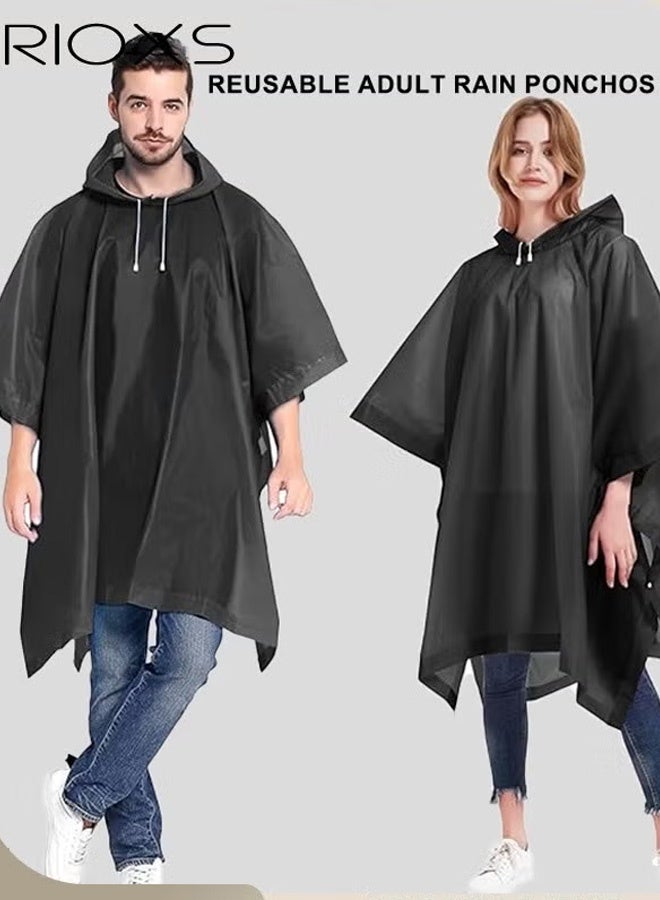 RIOXS 2 Pcs Adults Men And Women Waterproof Raincoat Portable Eva Long Rain Ponchos With Hoods Elastic Sleeves Lightweight Rainwear Cape Reusable For Outdoor Cycling Hiking Camping Climbing - Image 1