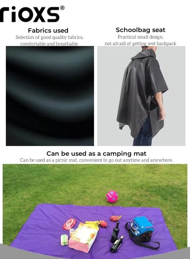 RIOXS 2 Pcs Adults Men And Women Waterproof Raincoat Portable Eva Long Rain Ponchos With Hoods Elastic Sleeves Lightweight Rainwear Cape Reusable For Outdoor Cycling Hiking Camping Climbing - Image 4
