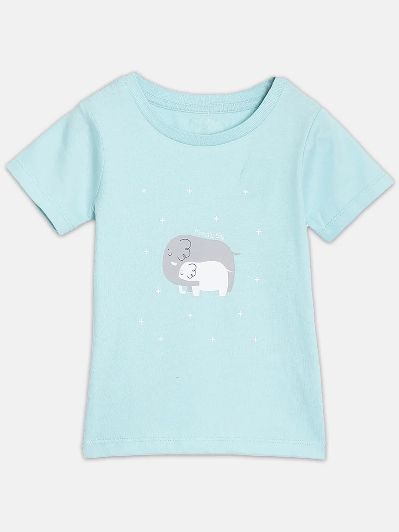 Broon Broon Infant Boys Blue and Black Printed Organic Cotton T-shirt with Shorts Set
