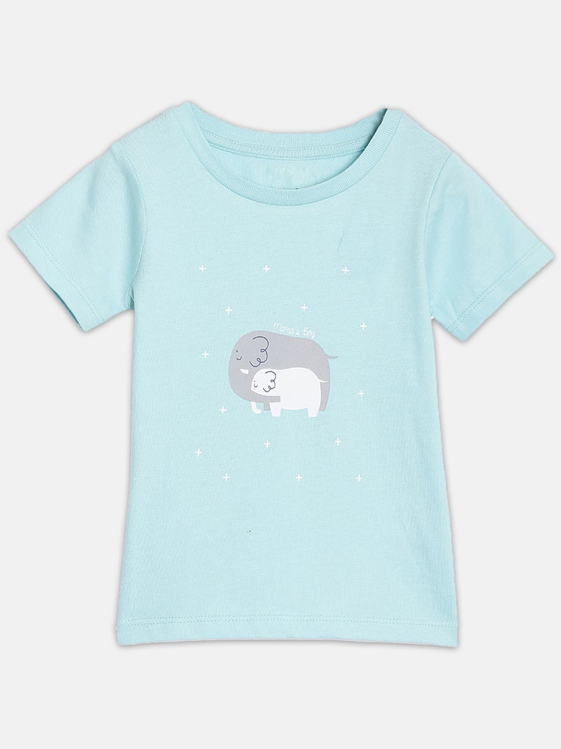 Broon Infant Boys Blue and Black Printed Organic Cotton T-shirt with Shorts Set - Image 2