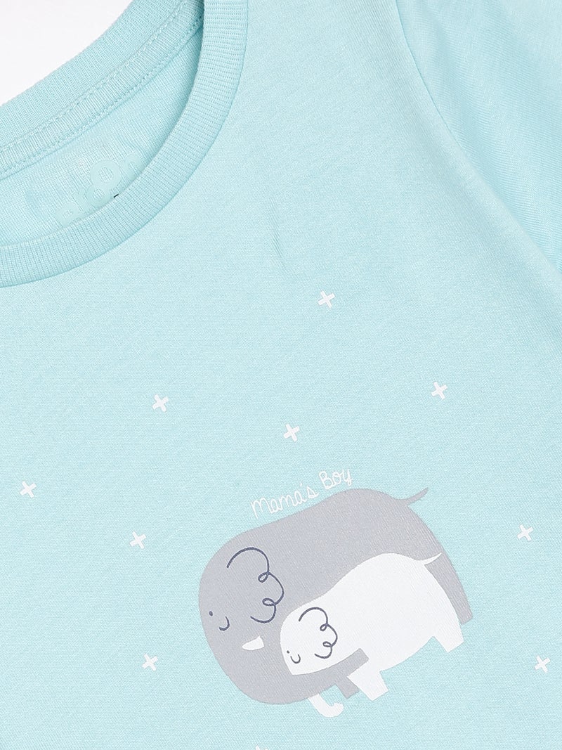 Broon Infant Boys Blue and Black Printed Organic Cotton T-shirt with Shorts Set - Image 5