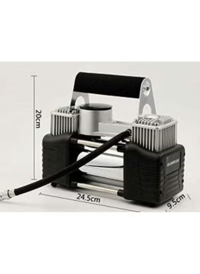 Portable 12V Dual Cylinder Air Compressor - Heavy Duty 150 PSI Car Tire Inflator - High Volume Air Pump with Battery Clamps & Carrying Bag - For Cars, SUVs & Trucks - Image 3