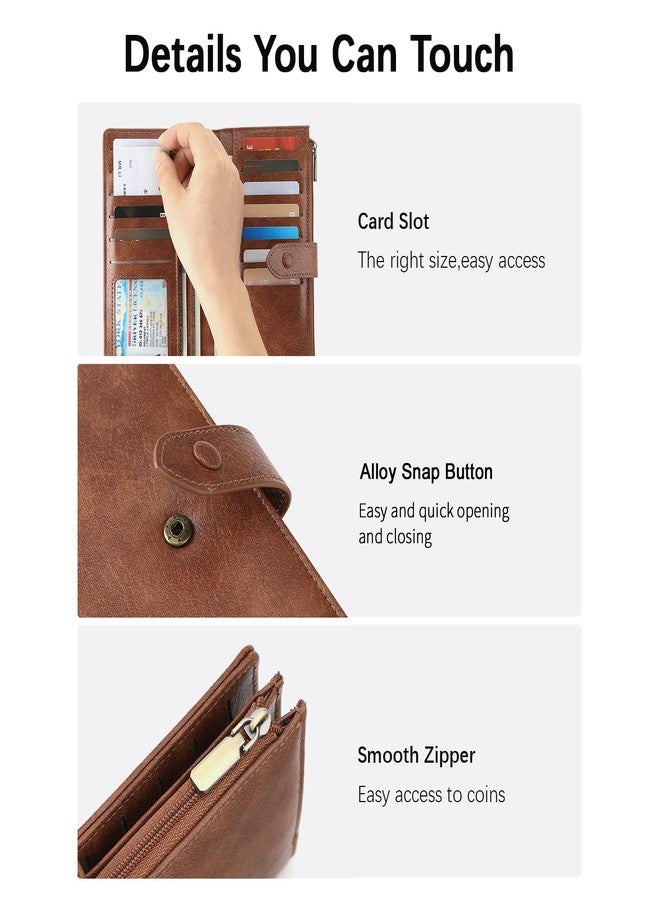 SENDEFN Slim Leather Womens Wallet RFID Blocking Credit Card Holder bifold Ladies Wristlet Purse with Zipper Pocket - Image 3