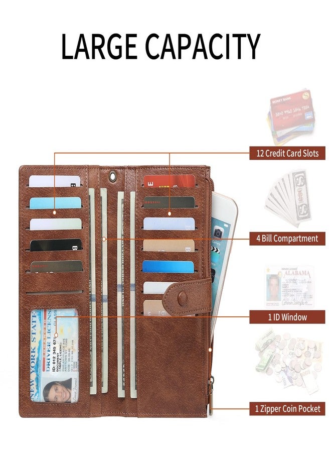 SENDEFN Slim Leather Womens Wallet RFID Blocking Credit Card Holder bifold Ladies Wristlet Purse with Zipper Pocket - Image 2