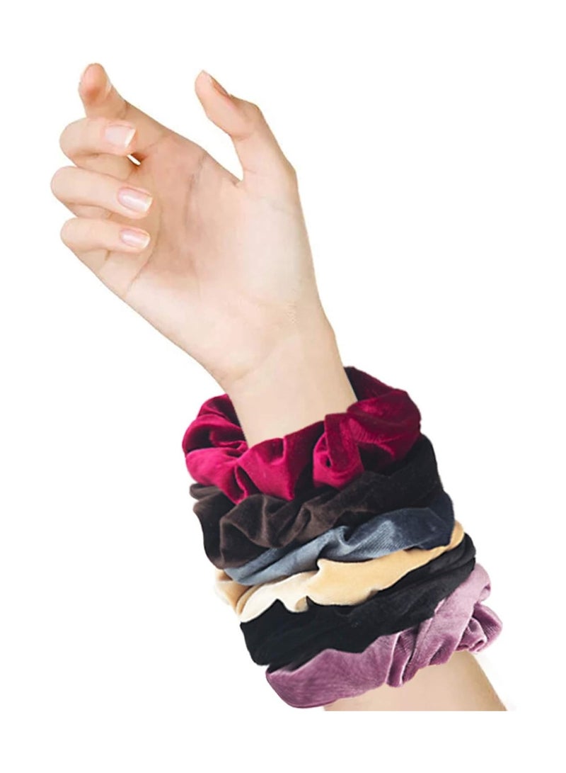 STAR BEJA 6 Pack Big Hair Scrunchies Velvet Scrunchy Hair Elastic Large Hair Bobble Soft Hair Ties - Image 5
