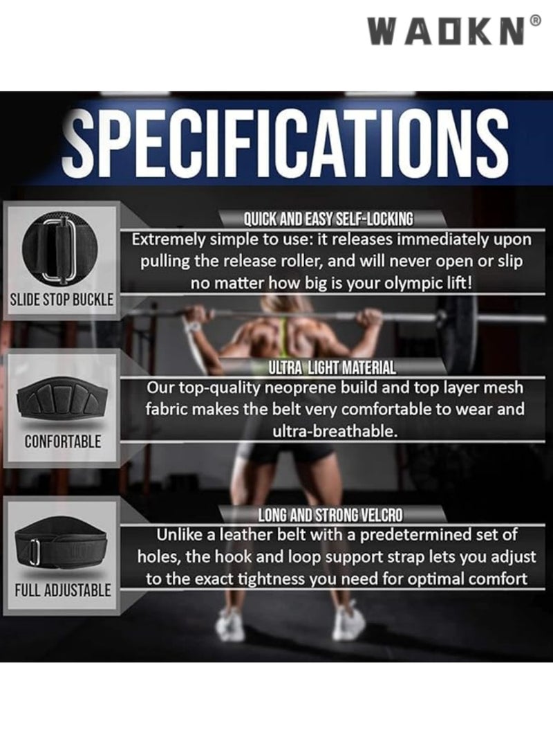 WAOKN Adjustable Weight Lifting Belt for Men and Women, Ideal for Bodybuilding, Fitness, Cross Training Workouts,Provides Back Support for Squats and Exercises, Breathable Mesh Design,M size  - Image 5