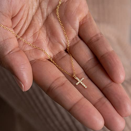 Tewiky Cross Necklace for Women, Dainty Simple 14k Gold Plated Cross Pendant Cute Necklaces for Women Jewelry - Image 4