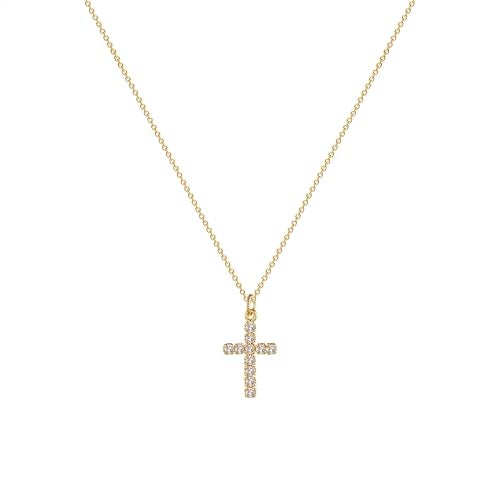 Tewiky Cross Necklace for Women, Dainty Simple 14k Gold Plated Cross Pendant Cute Necklaces for Women Jewelry - Image 1