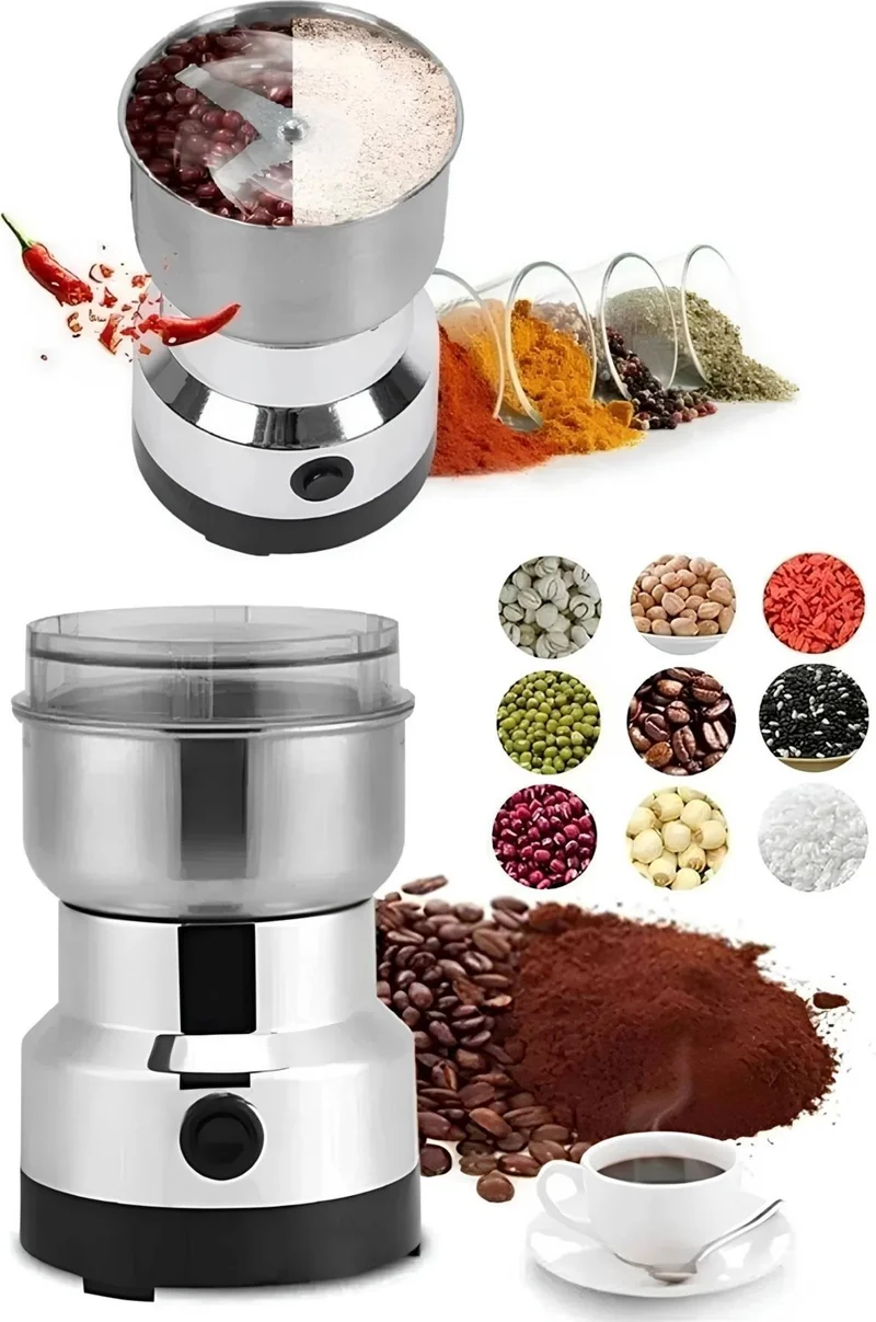 Mobee Electric Coffee Spice Grinder with Metal Blade Flour Grain Nut Rice Grinder Multifunctional 200W