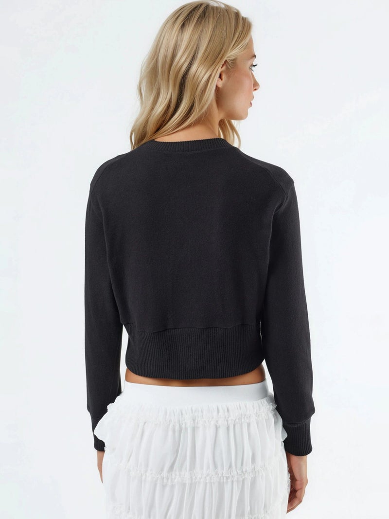 BUSEM Casual Crew Neck Buttoned Crop Jacket - Image 4