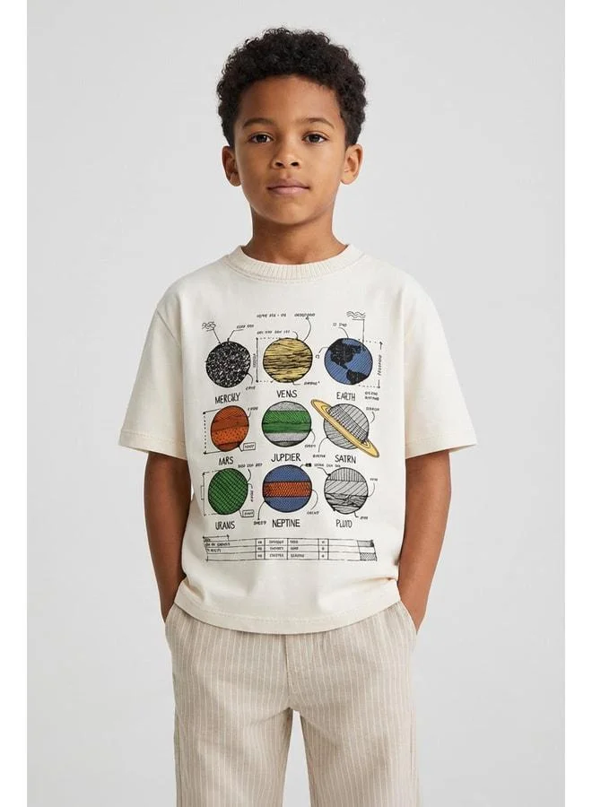 Perendi 100% Cotton Planet-Printed Dual Boys' Oversized T-Shirt.
