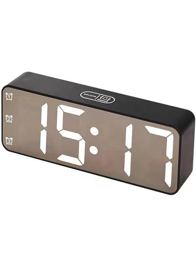 Nightlight LED Digital Alarm Clock, Creative Smart, Bedside Desk Table Electronic Clock, Rechargeable, Date &Temp Display Digital Wall Clocks, for Bedroom Kitchen Office (BLACK) - Image 1
